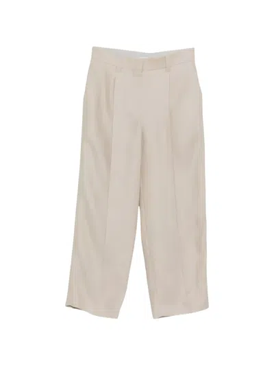 Brunello Cucinelli Pleated Linen Trousers In Neutral