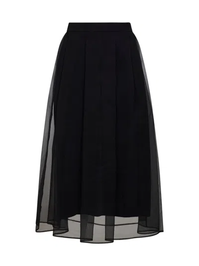 Brunello Cucinelli Pleated Lyocell Skirt In Black