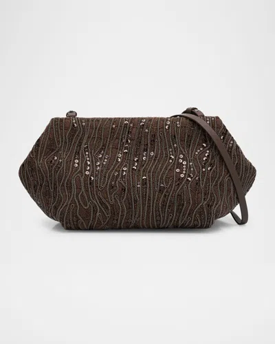 BRUNELLO CUCINELLI PLEATED MESH MONILI CLUTCH BAG