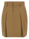 Brunello Cucinelli Pleated Skirt Featuring Side And Back Pockets In Brown