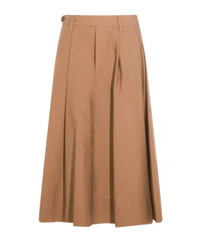 Brunello Cucinelli Pleated Midi Skirt In Brown