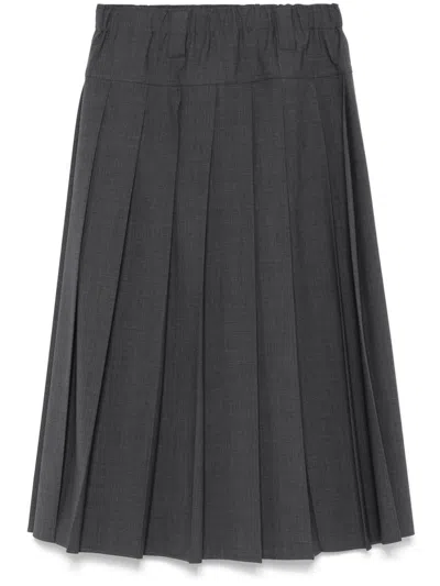 Brunello Cucinelli Pleated Midi Skirt In Grey