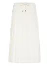Brunello Cucinelli Techno Virgin Wool Canvas Pleated Track Skirt In White