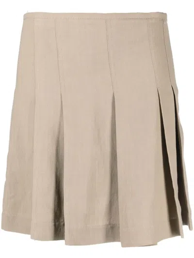 Brunello Cucinelli Minirock Mit Falten In Brown