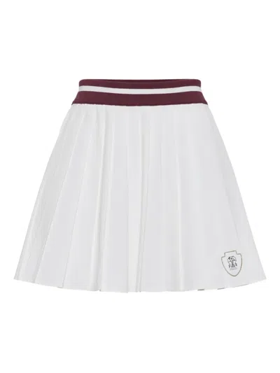 Brunello Cucinelli Pleated Mini Skirt In White