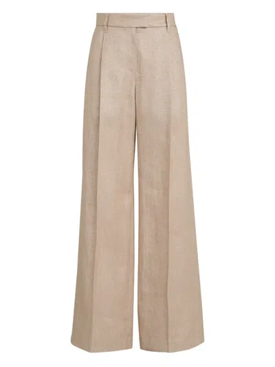 Brunello Cucinelli Pleated Monili-detail Trousers In Neutral