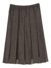 Brunello Cucinelli Women Denim Midi Skirt In Brown