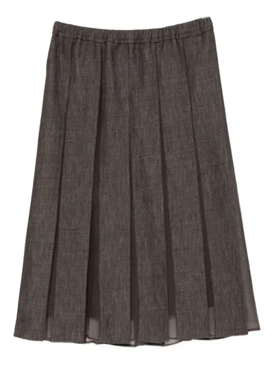 Brunello Cucinelli Pleated Panel Skirt In Brown