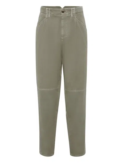 Brunello Cucinelli Pleated Pocket Trousers In Green