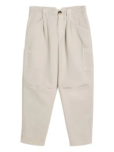 Brunello Cucinelli Kids' Pleated Pocketed Casual Trousers In Neutral