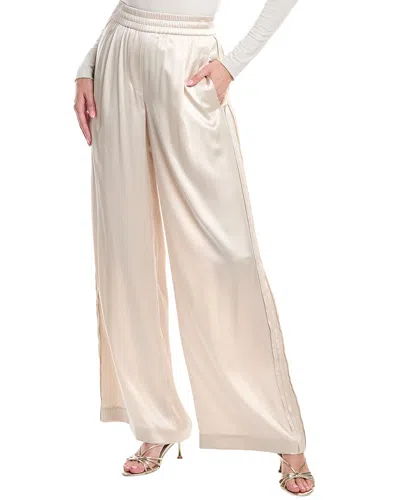 Brunello Cucinelli Pleated Satin Silk-blend Pant In White