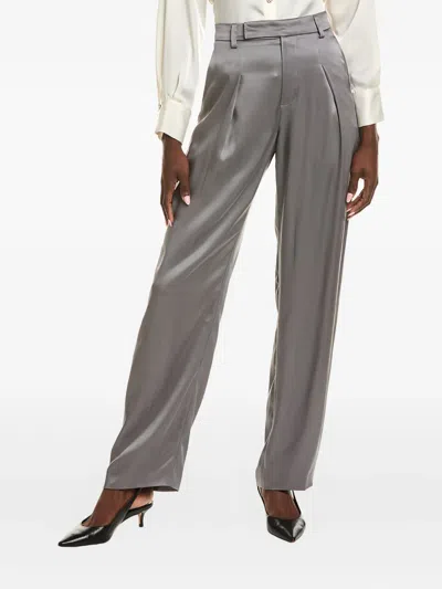 Brunello Cucinelli Pleated Satin Trousers In Gray