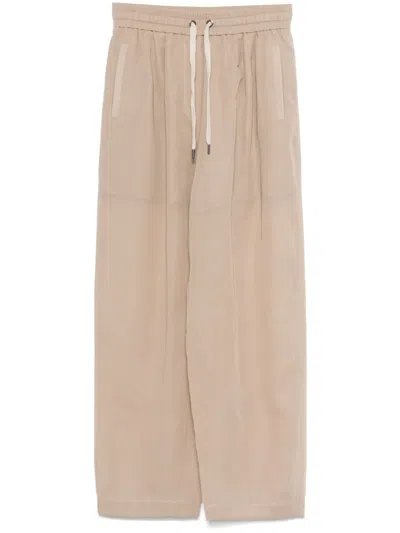 Brunello Cucinelli Pleated Semi-sheer Trousers In Multicolor