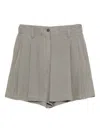 Brunello Cucinelli Women Tailored Linen Bermuda Shorts With Double Pleats In Gray