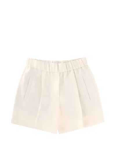 Brunello Cucinelli Linen Blend Shorts In White