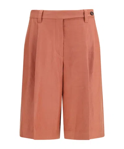 Brunello Cucinelli Pleated Shorts In Orange