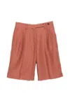 Brunello Cucinelli Linen Shorts Pleated Design Belt Loops Pockets In Red