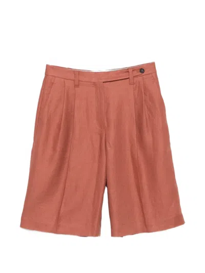 Brunello Cucinelli Pleated Shorts In Red