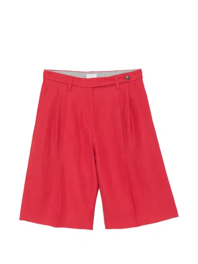 Brunello Cucinelli Pleated Shorts In Red