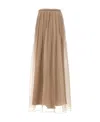 Brunello Cucinelli High-rise Pleated Silk Maxi Skirt In Nude