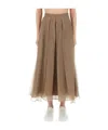 Brunello Cucinelli "paneled Circle" Skirt In Brown