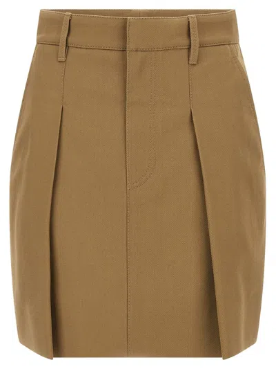 Brunello Cucinelli Pleated Skirt In Brown