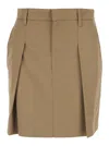 Brunello Cucinelli Pleated Skirt Featuring Side And Back Pockets In Brown