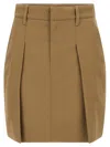 Brunello Cucinelli Pleated Skirt Featuring Side And Back Pockets In Brown
