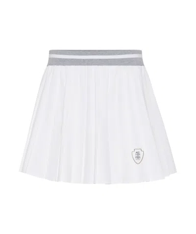 BRUNELLO CUCINELLI LOGO-PATCH PLEATED SKIRT
