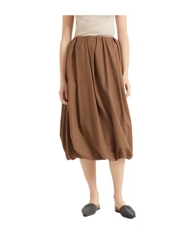 Brunello Cucinelli Pleated Skirts In Brown