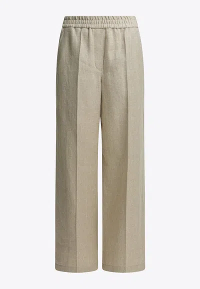Brunello Cucinelli Pleated Straight-leg Pants In Brown