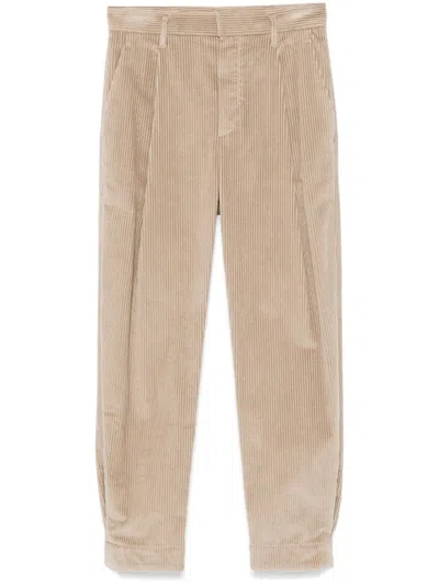 Brunello Cucinelli Straight-leg-hose Mit Falten In Brown