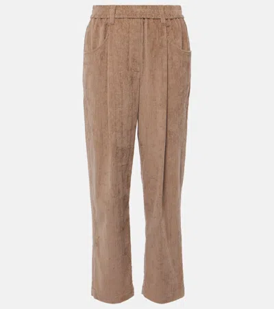 Brunello Cucinelli Pleated Straight Pants In Brown