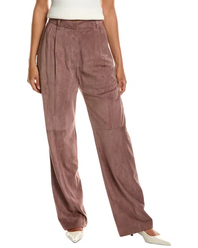 Brunello Cucinelli Pleated Suede Pant In Pink