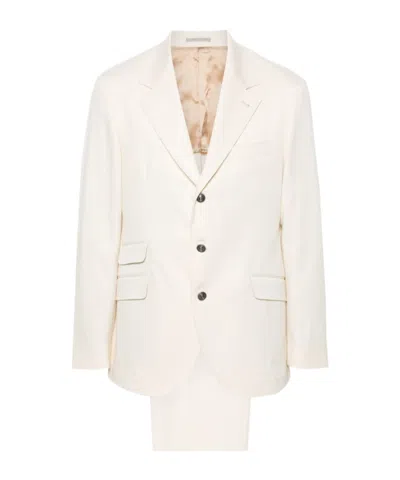 Brunello Cucinelli Notch-lapel Tailored Suit In Neutral