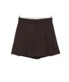 Brunello Cucinelli Wool Blend High Waist Pleated Shorts In Brown