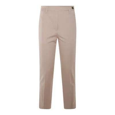 Brunello Cucinelli Beige Cotton Pants In Multicolor