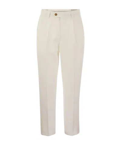 パンツ BRUNELLO CUCINELLI Pique pants White MG927P8764 BRUNELLO CUCINELLI | Pleated Cotton Gabardine Pants | Men