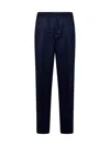 Brunello Cucinelli Virgin Wool Drawstring Leisure Trousers In Blue