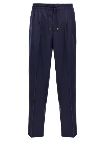 Brunello Cucinelli Men Front Pleat Pants In Blue