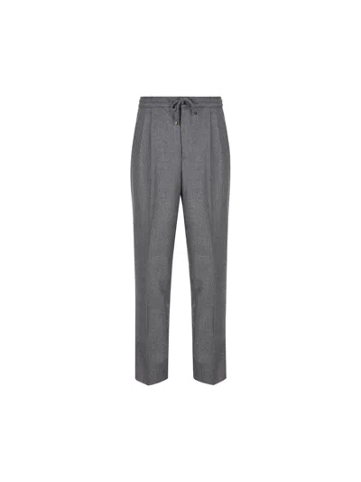 Brunello Cucinelli Pleated Tapered Leg Trousers In Grey