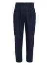 Brunello Cucinelli Plissierte Tapered-hose In Blue