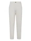 Brunello Cucinelli Cotton Corduroy Leisure Fit Trousers In White