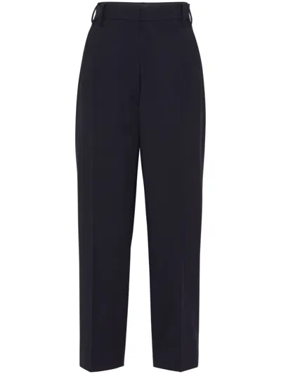 Brunello Cucinelli Pleated Tapered Trousers In Blue
