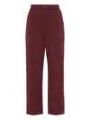 Brunello Cucinelli Cropped Trousers With Elastic Waistband And Pockets In Burgundy