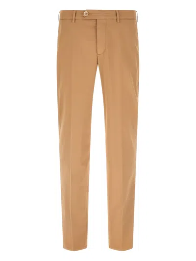 Brunello Cucinelli American Pima Gabardine Cotton Trousers In Brown