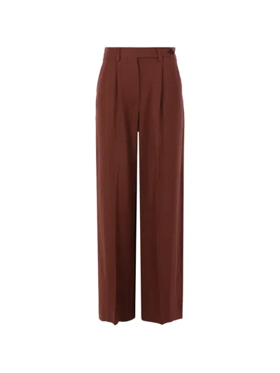 Brunello Cucinelli Wide Leg Trousers In Brown