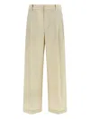 Brunello Cucinelli Cotton Trousers Pleated Front Belt Loops In Nude