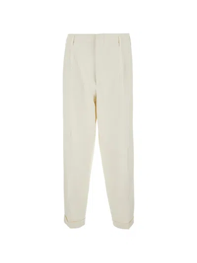 Brunello Cucinelli Pleated Turn-up Tailored Trousers In Gray