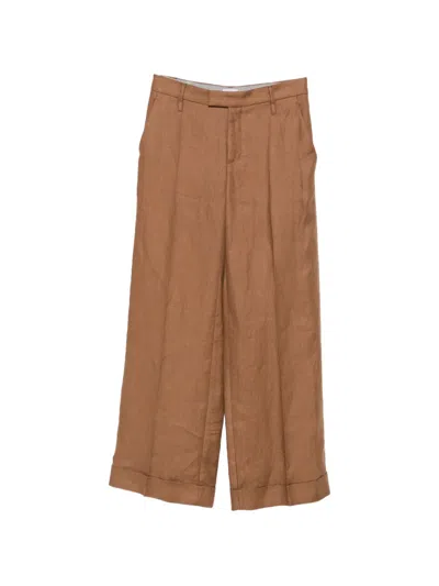 Brunello Cucinelli Pleated Turn-up Trousers In Brown